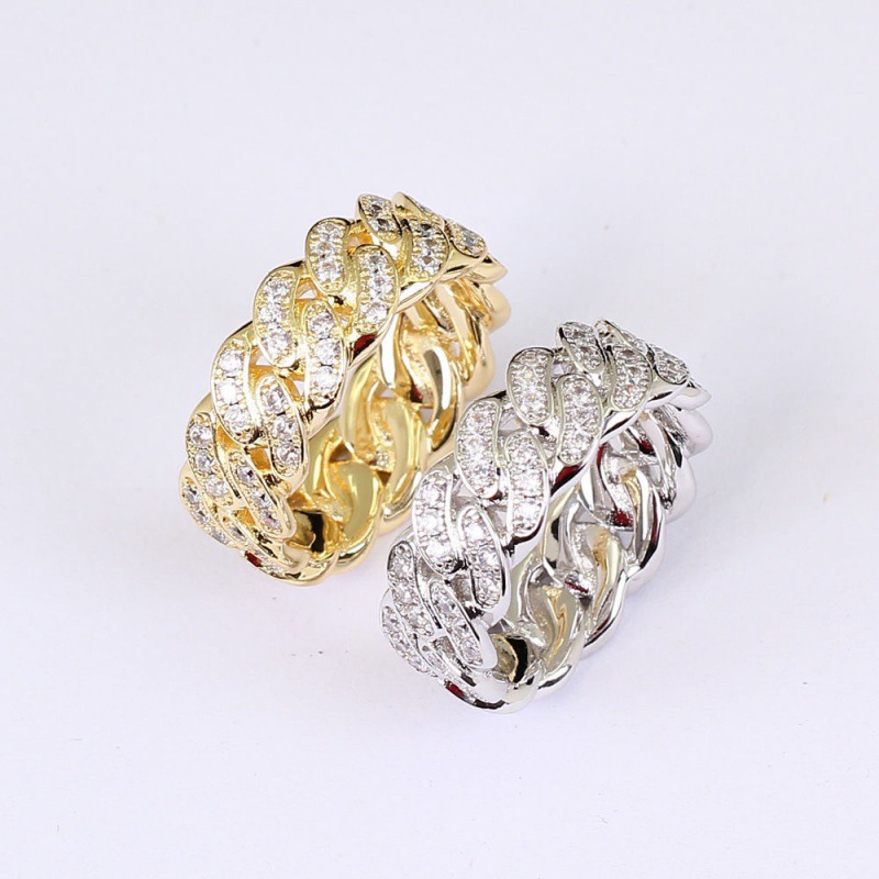 Hip Hop Cuban Chain Ring With Full Zircon For Men And Couples_voghion.com