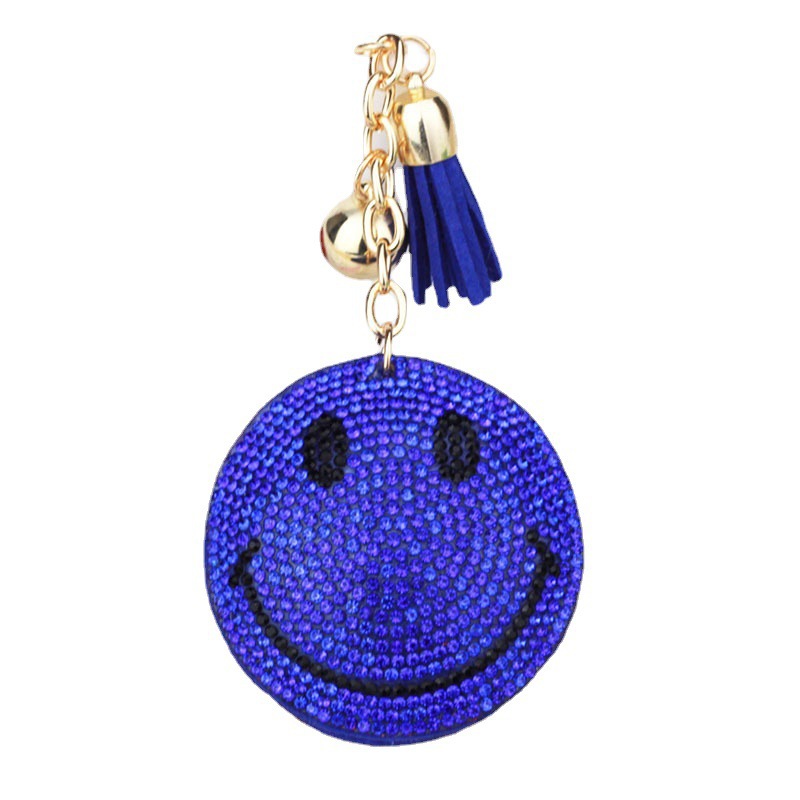Nuevo creativo cara sonriente coreana llavero de diamante de moda borda de dama bolsos colgantes joyerías de comercio exterior al por mayor