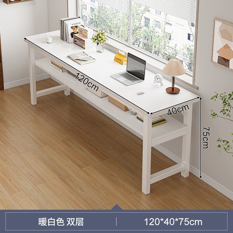 长条桌子简易出租屋用双层靠墙书桌子长方形电脑桌家用客厅双人桌|undefined