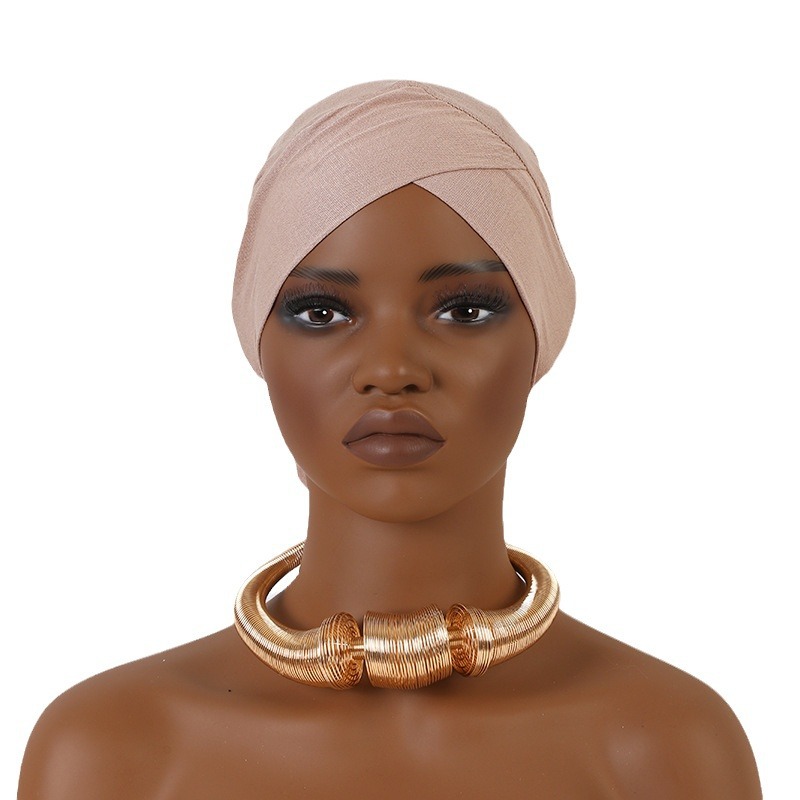 Foulard musulmano Cappello tubolare incrociato in cotone mercerizzato modal con cappuccio e base_voghion.com