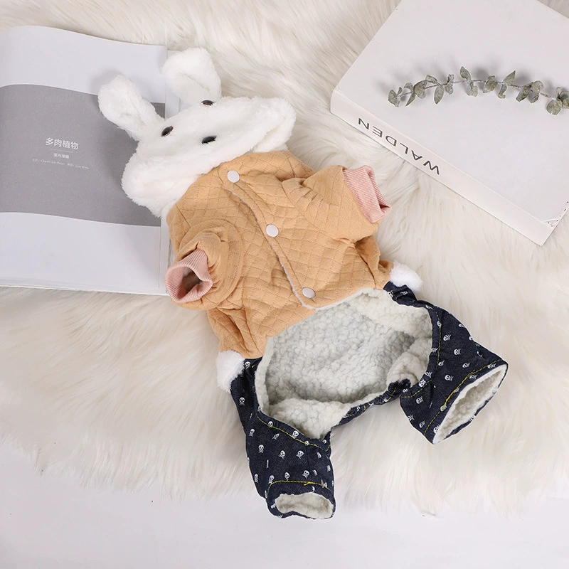 Зимний питомец утолщенный теплый Тедди Боми домашнее животное четыре ноги мультфильм кролик Одежда Прямая фабрика
