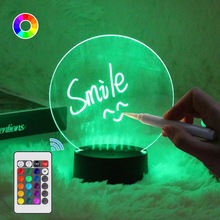 16色遥控留言板小夜灯 发光备忘提示手写涂鸦可擦写标记RGB台灯