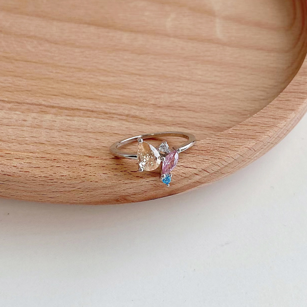 Glam Water Droplets Sterling Silver Plating Zircon Rings