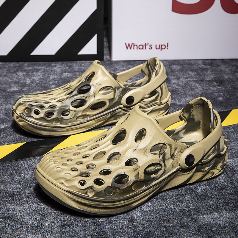 Personalizado camuflaje agujero zapatos de los hombres de moda sandalias huecas hombres 2023 sandalias deportivas de verano al aire libre zapatos de playa de moda