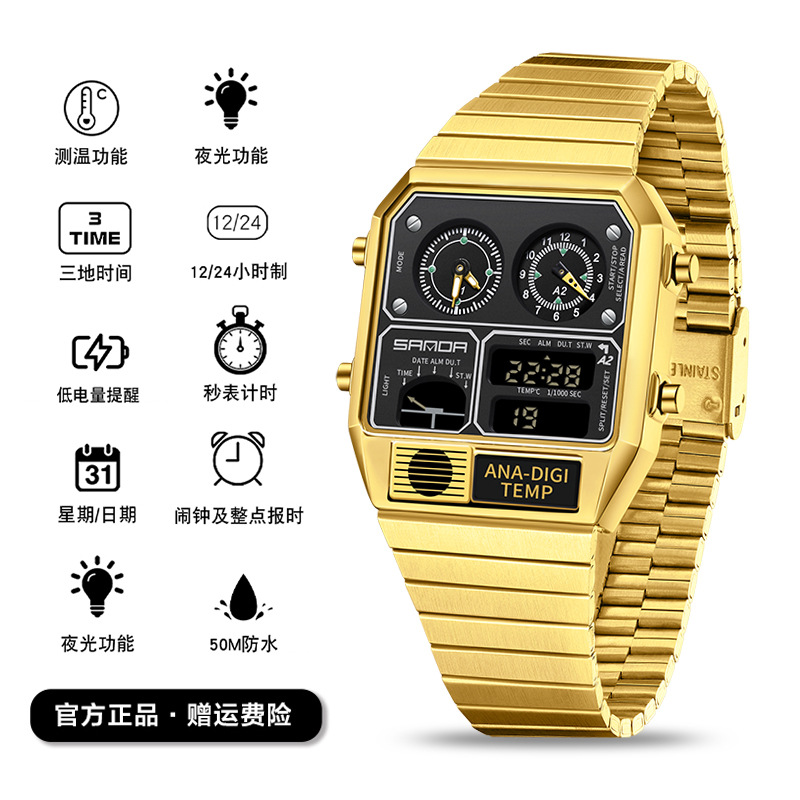 블랙 블랙 표면 골드 스틸 벨트