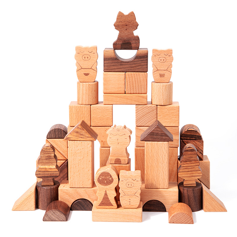 Niños y niñas nueva madera maciza bloques de construcción de partículas grandes juguetes educativos para niños 1-3 años de edad entrenamiento de inteligencia regalo del bebé