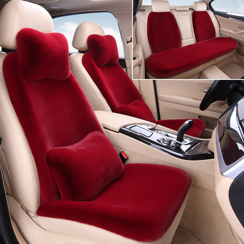 冬用ウサギ毛ぬいぐるみカーシートクッション、厚手で暖かい、車全体を半囲みにする、ウエストラインにフィットする汎用シートクッション、汎用対応|undefined