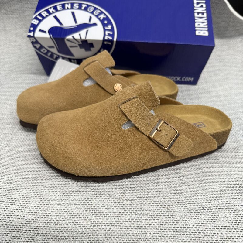 high quality Genuine Leather Men's Cork Slippers European and American-style Retro Couple's Top-off Slip-on Birkenneth Shoes