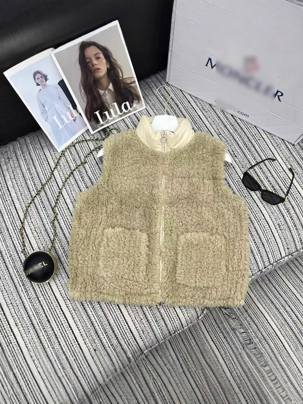 南油女装蒙口2025早秋泰迪毛羽绒服女慵懒修身保暖立领鹅绒服马甲|undefined