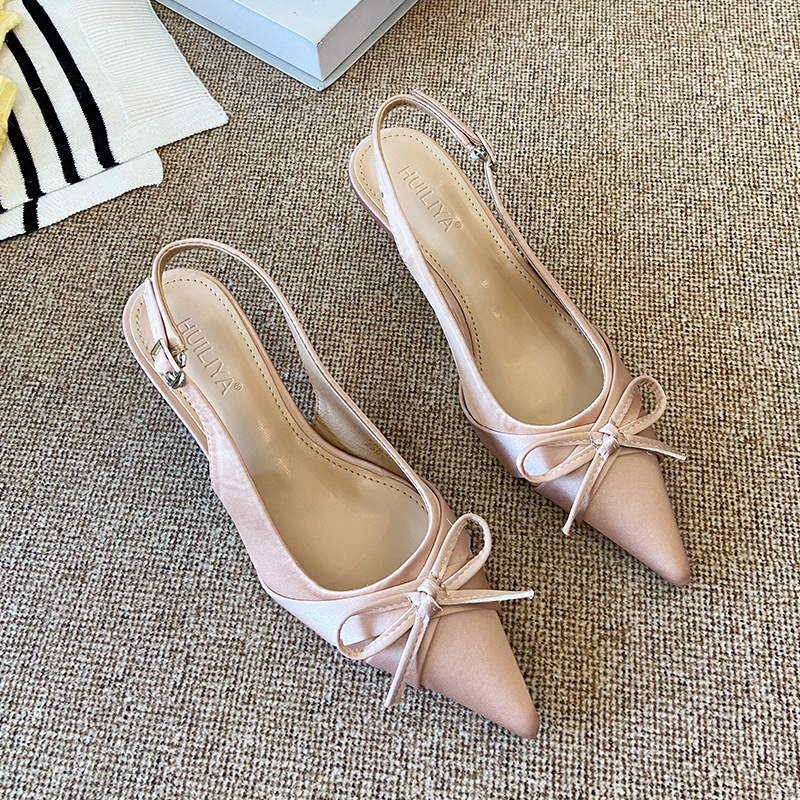 sense Low Heel High Heel Women's Shoes 2025 Summer New Closed Mouth Backless High-end Pointed Head Fine Heel Women's Shoes Fashion Exquisite_voghion.com
