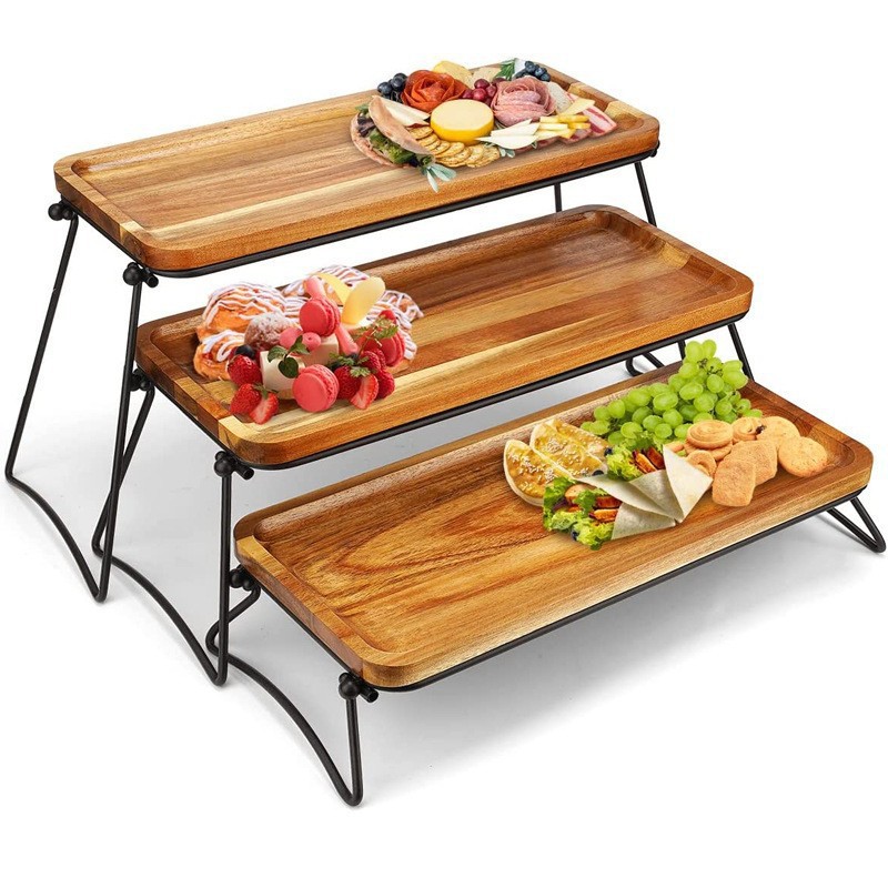 木质点心盘西餐盘相思木餐盘便携式户外露营野餐桌可折叠派对托盘