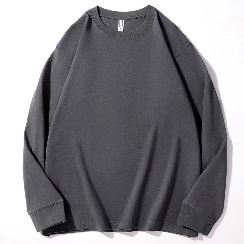 230 camiseta de manga larga de algodón pesado suéter camisa de fondo de color sólido ropa de otoño suelta casual pareja de marca de moda estadounidense