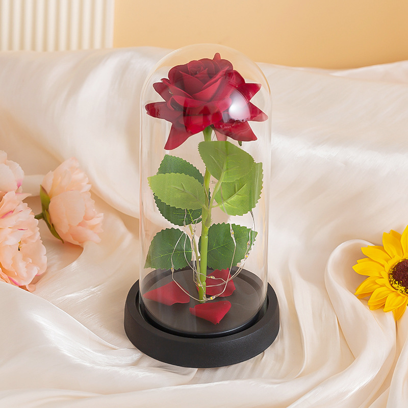 Unisex Rose unsterbliche Blume Glasabdeckung Muttertag Valentinstag Weihnachtsgeschenk Dekoration Ornamente_voghion.com