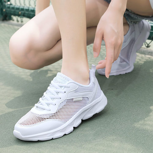 Summer New Sports Shoes with Large Mesh Holes, Women's Casual Shoes, Korean Style Laced, Versatile Women's Shoes