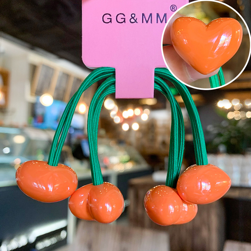 20g Weight Hair Tie Hair Accessories Type 2 Pieces Per Card Quantity Holiday, Daily Occasion Acrylic Material Color Block, Heart Shape Pattern Kid'S Gender Cute, Sweet Style Cute Sweet Kid'S Color Block Heart Shape Arylic Hair Tie 21