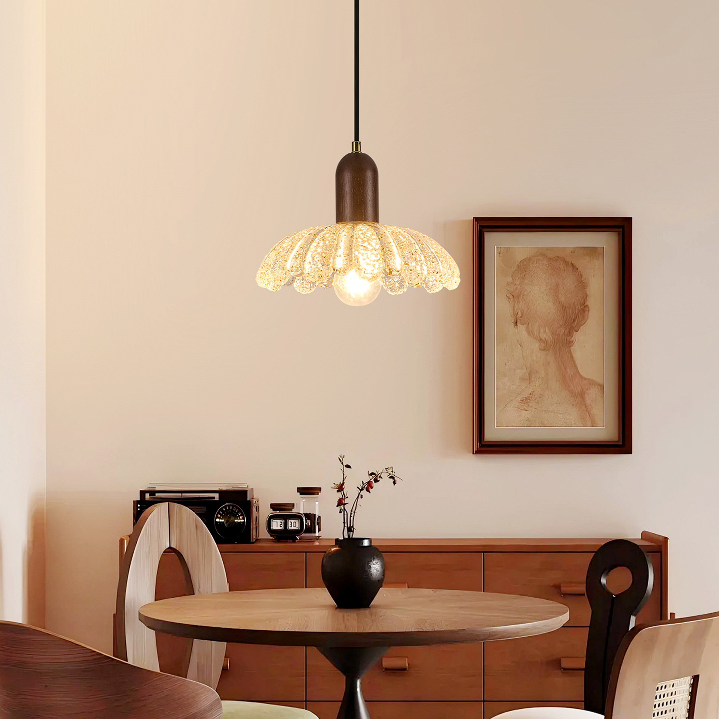 Lámpara de restaurante medieval francesa alta sensación lámpara de aluminio de oro de cabecera lámpara de bar de madera de nuez negra lámpara de luz 669L