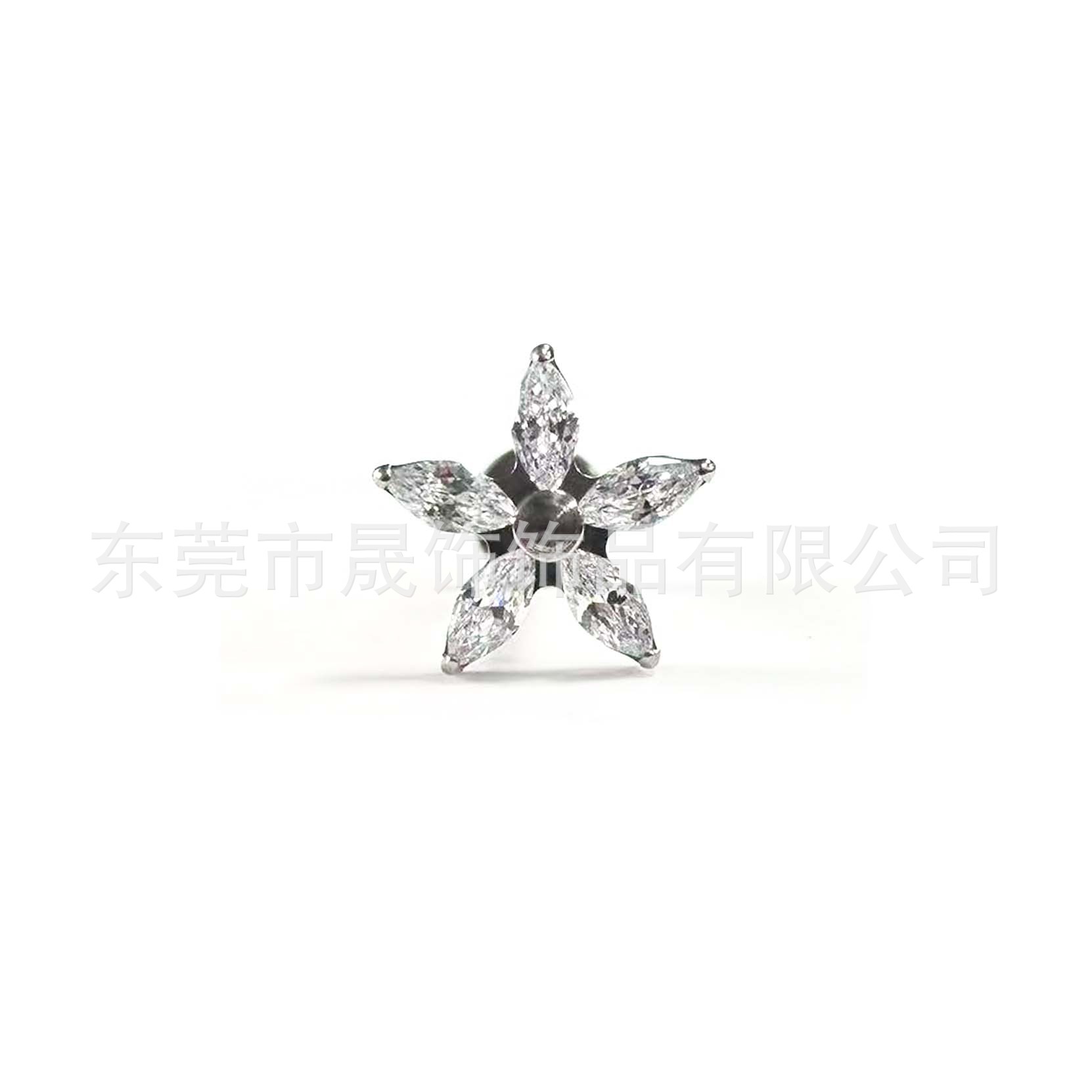 F136 Titanium Alloy 马眼五瓣 Flower Ear Stud Studded Cubic Zirconia 钉 Helix Cartilage Stud G23 Titanium Internal Thread Lip Jewelry 头部