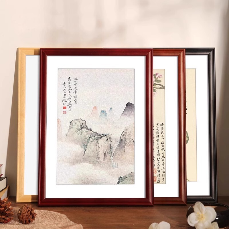 Chinese Solid Wood Chinese Painting Frame Mounted Wall-mounted Wooden Photo Frame Rectangular 40x60cm Cm Calligraphy and Painting Border