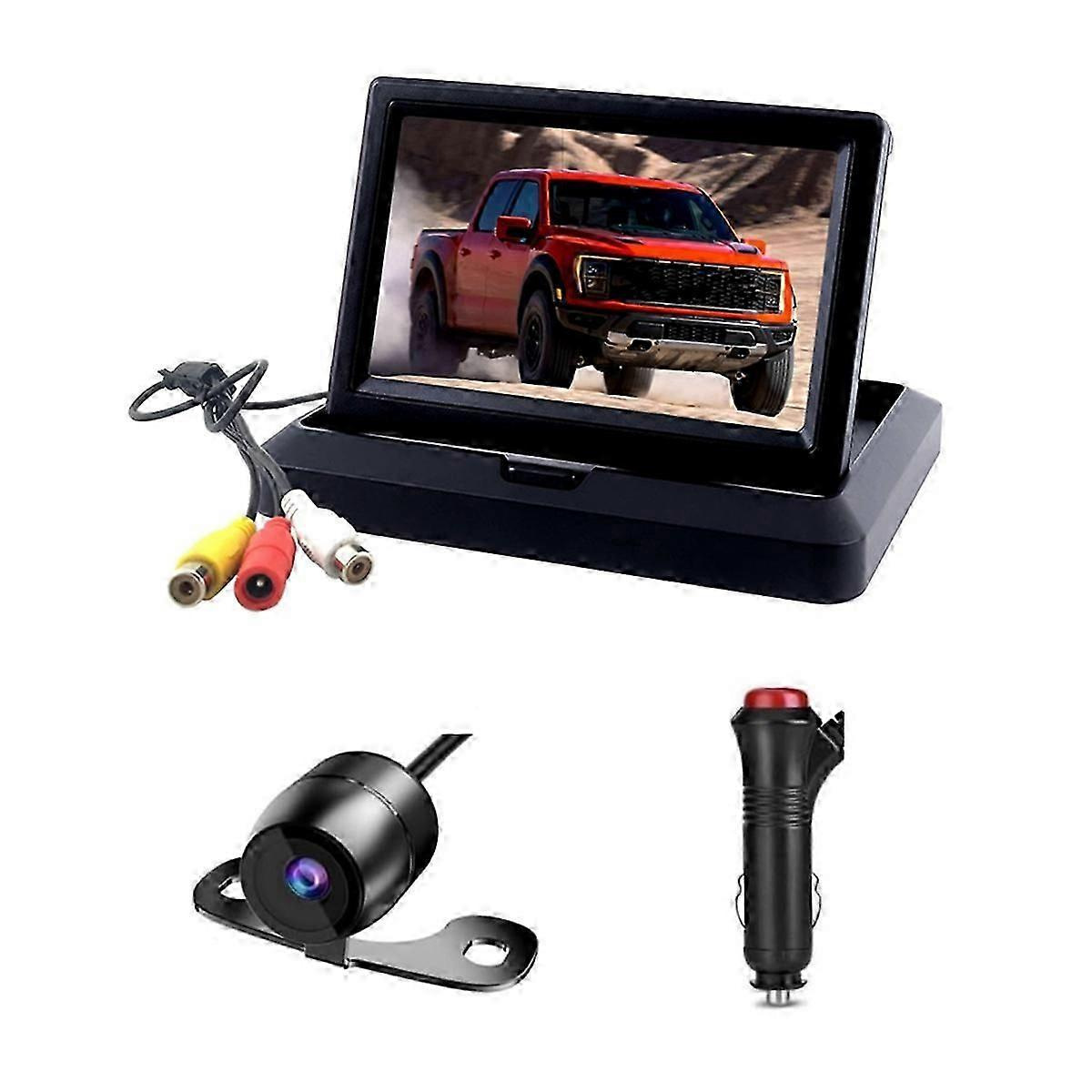 Cross-border direct supply 4.3/5 inch folding car monitor reversing HD display two AV input display