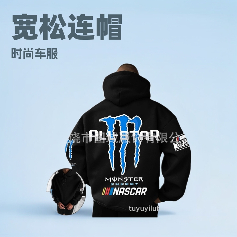 3D Digital Printing 2025 Cross-Border Trendy Brand Hot-Selling American Fashion Racing Suit Motorcycle Claw Loose Hoodie Sweatshirt
