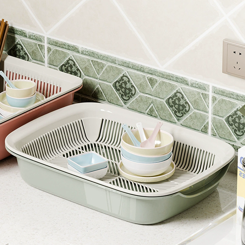 Высококачественная двуслойная раковина для мытья овощей с дренажной корзиной, новая кухонная пластиковая корзина для овощей, хозяйственная рисовая раковина, овощная корзина