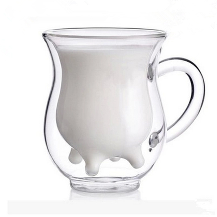 Vidrio borosilicato de doble capa taza 350ml taza de leche forma creativa desayuno vidrio hogar