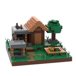 Moc-119299 Village Perspective View in the Electronic Game Sandbox Game Building Toy 1132 Particles