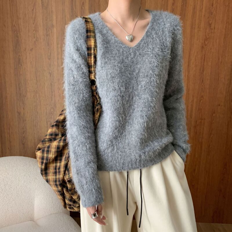 V-Neck Pullover Wool Cashmere Knit Sweater for Women, Versatile Base Layer Top, Tongxiang Early Autumn Cross-Border Exclusive Supply V-Neck Pullover Wool Cashmere Knit Sweater for Women, Versatile Base Layer Top, Tongxiang Early Autumn Cross-Border Exclusive Supply