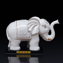 陶瓷大象摆件一对办公室玄关家居装饰品招财风水镇宅白瓷小象摆设