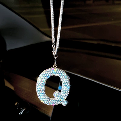 Car Hanging Ornament, Clay Rhinestone — Car hanging - pendant-diamond-letter-q