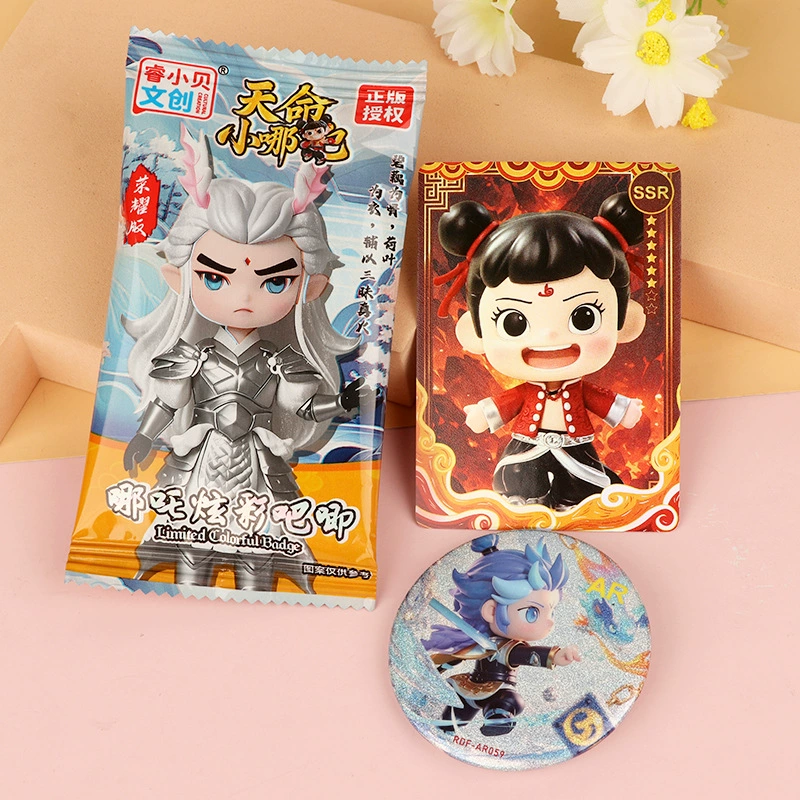 Д Destiny Little Nezha Nezha Colorful Baji Creative Cartoon Badge Animation Peripheral 12 Pieces (Boxed)
