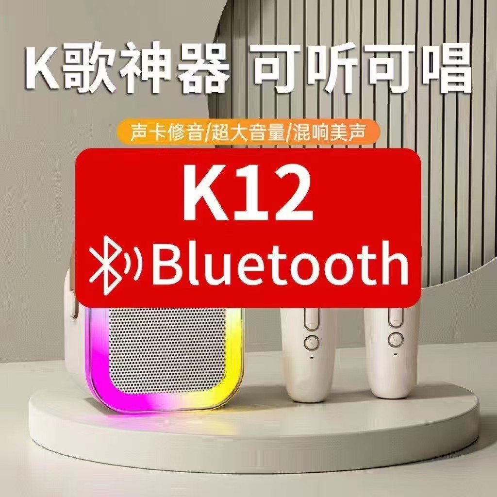 K12 Bluetooth Speaker Mini Portable Karaoke Microphone Wireless Bluetooth All-In-One Karaoke Singing Family Ktv