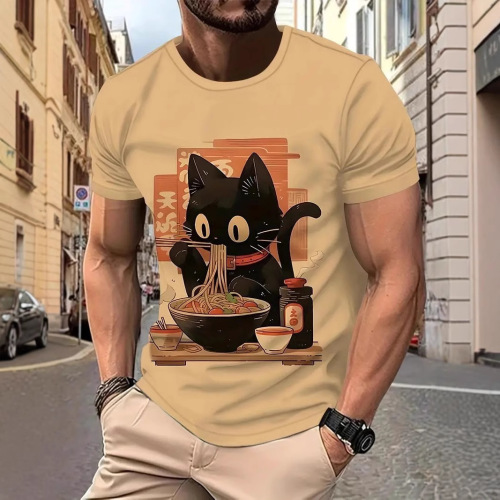 Temu cross-border e-commerce short-sleeved 3D digital printing cartoon animal print T-shirt summer round neck men's top wholesale