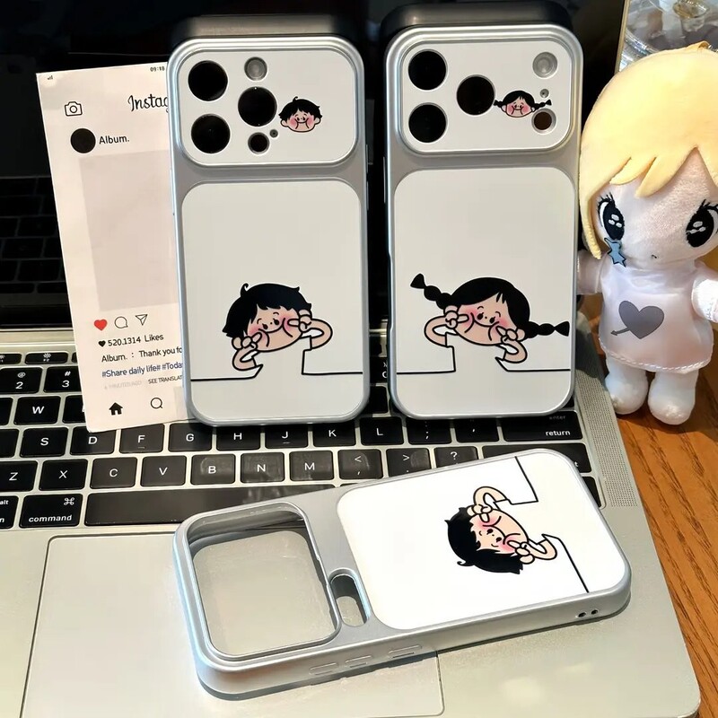 Cute Cartoon Phone Case for Couples, Suitable for Apple 18Pm, Huawei, Xiaomi 17, Vivo, with Large Window Design, Soft Case