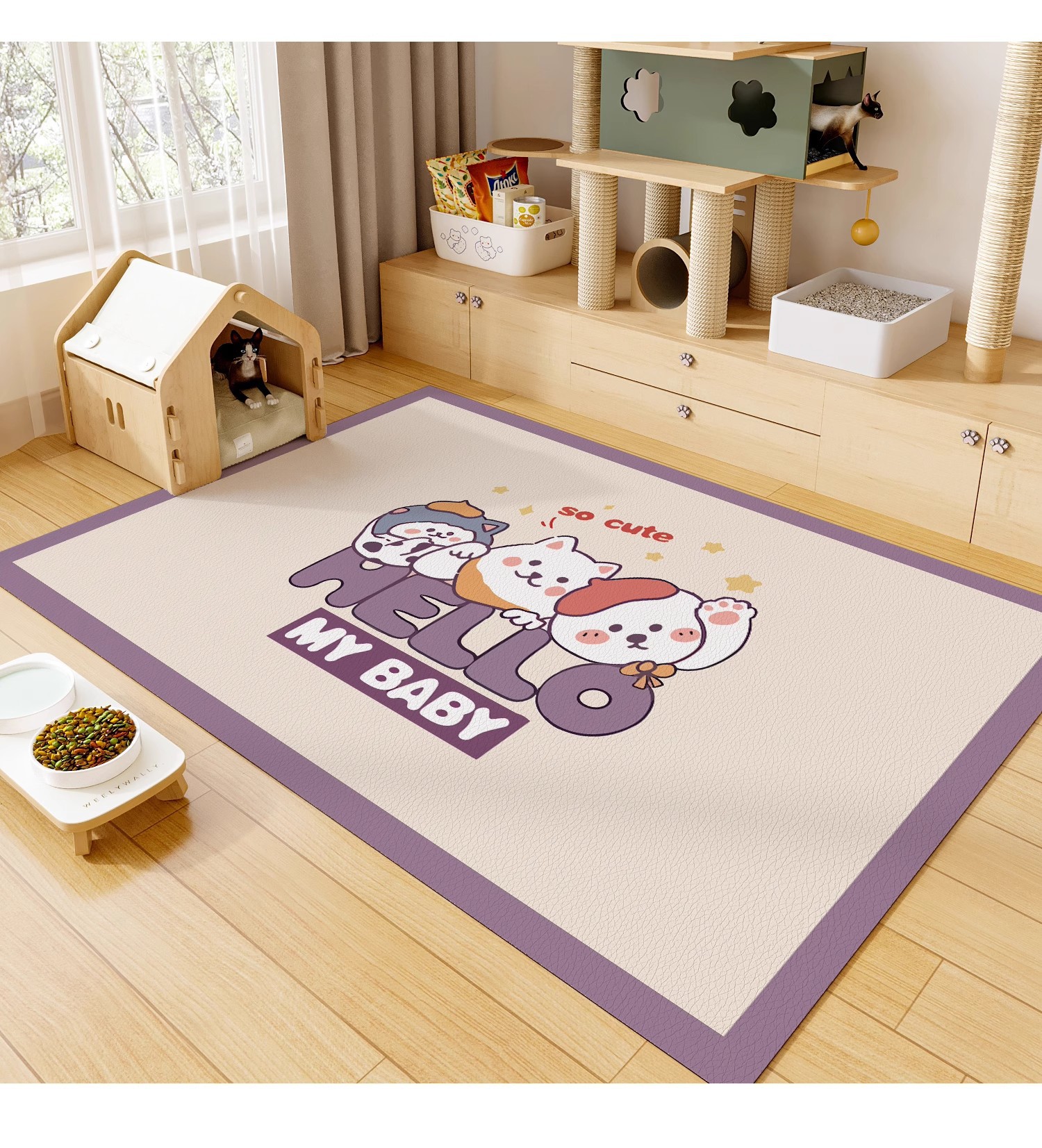 Simple Cartoon One-Touch Clean Pet Floor Mat Waterproof and Urine-Proof Pet Mat No-Wash Easy Care Pet Fence Mat Dropshipping