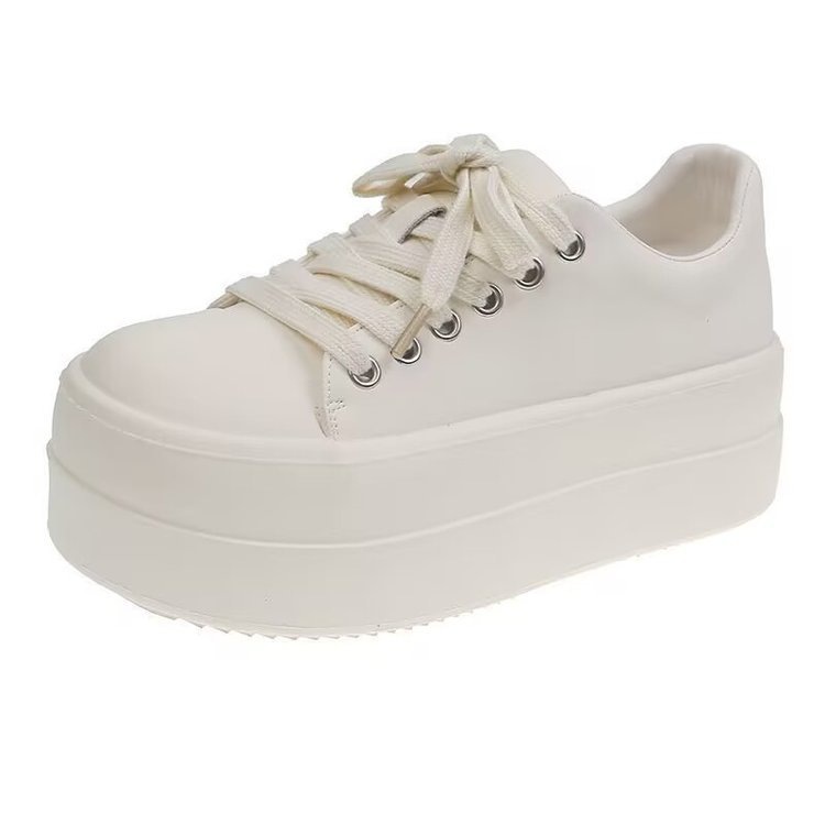 Zapatos de suela gruesa, muffins zapatos blancos para mujeres, 2026 primavera nuevos zapatos casuales de altura, zapatos de skate