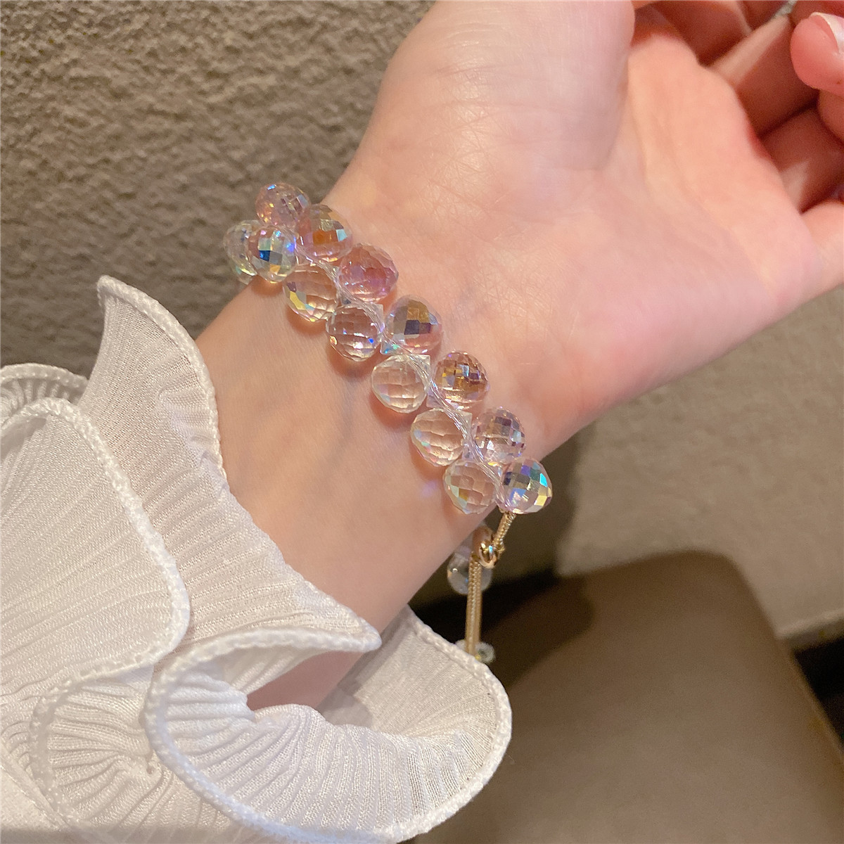 波光粼粼的手链 招桃花ins潮小众设计森系闺蜜手串简约甜美水晶