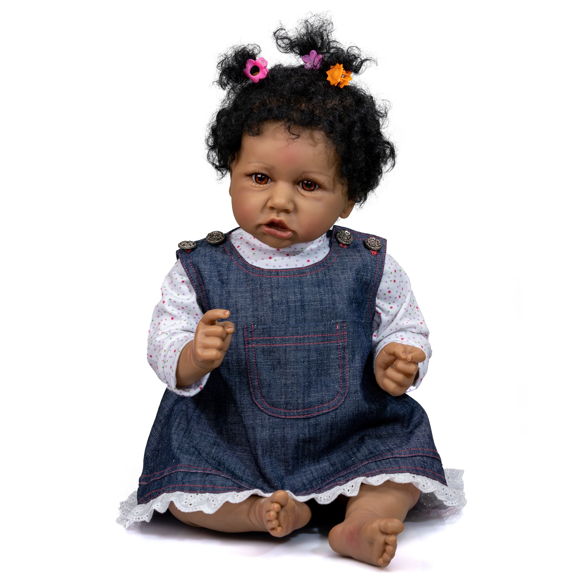 22 pulgadas de simulación de muñeca Saskia negro piel color bebé transfronterizo e-commerce suministro de una sola pieza de entrega