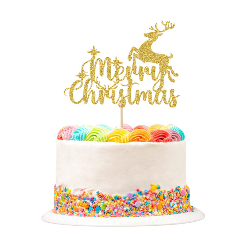 クリスマスケーキは祝日の雰囲気のケーキを挿してクリスマスツリーの雪だるまの鹿のクリスマスの楽しいパーティーに署名を挿します。|undefined