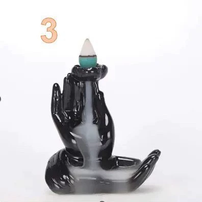 Ceramic Backflow Incense Burner, Lotus Inverted Design, Decorative Buddha Incense Holder