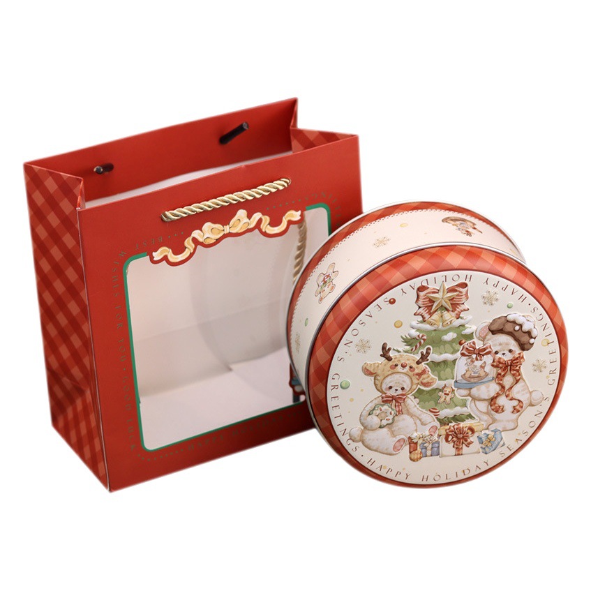 Nueva lata redonda de Navidad 135 galletas pequeñas embalaje de regalo de caramelo caja de hojalata redonda en stock