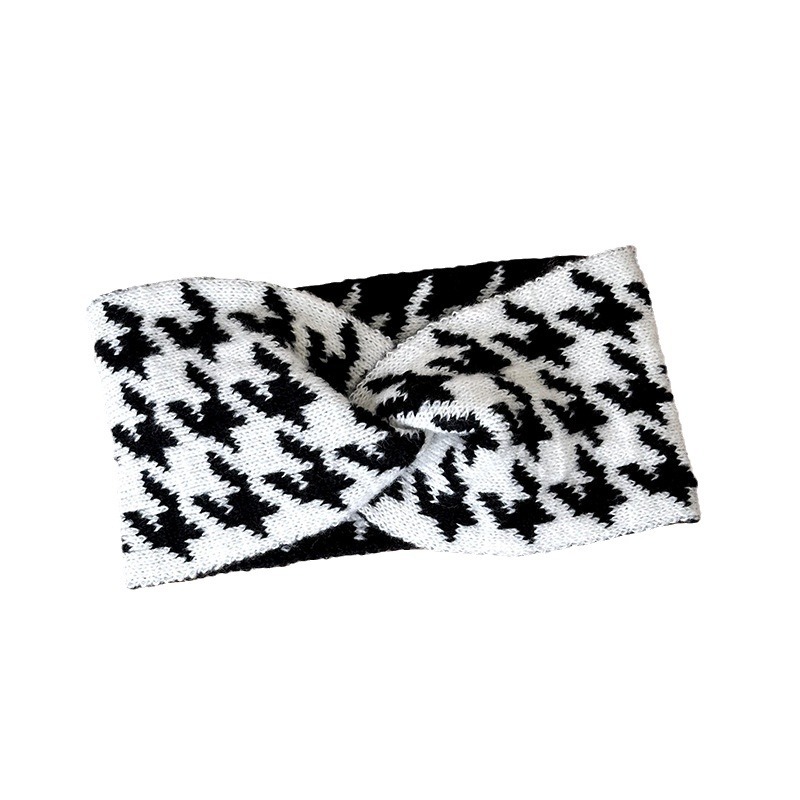 Diadema de punto para mujer 2024 otoño e invierno nuevo estilo retro pata de gallo lana de borde ancho todo fósforo moda cara diadema tocado