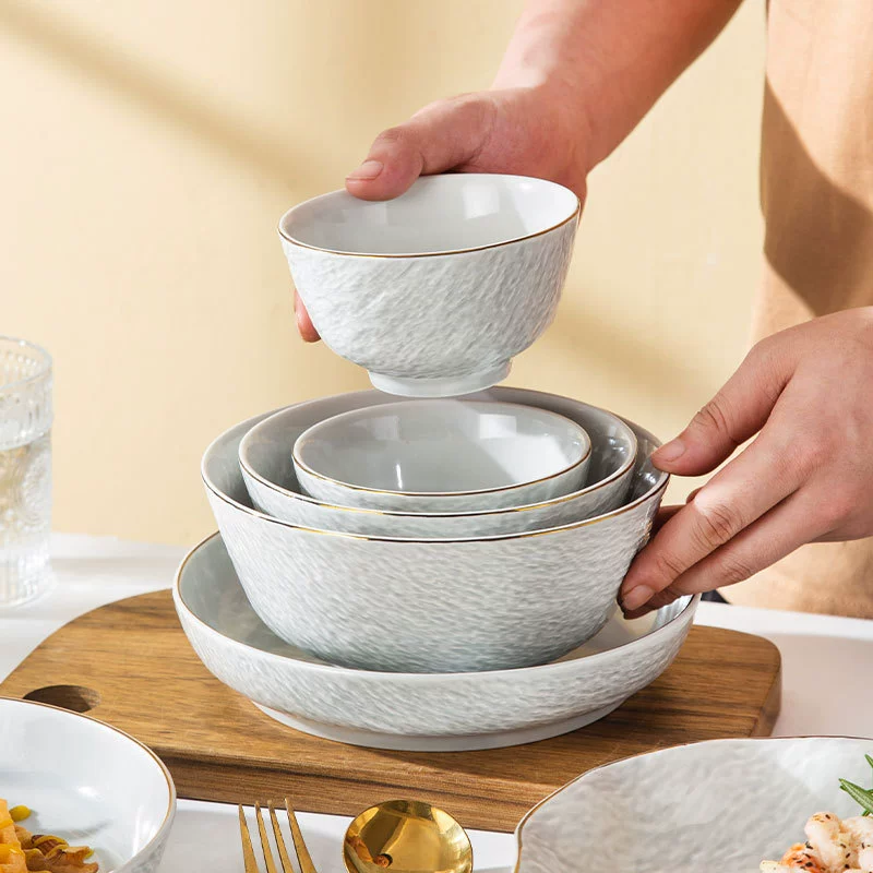 High quality ceramic tableware, soup bowl for food, dinner plate