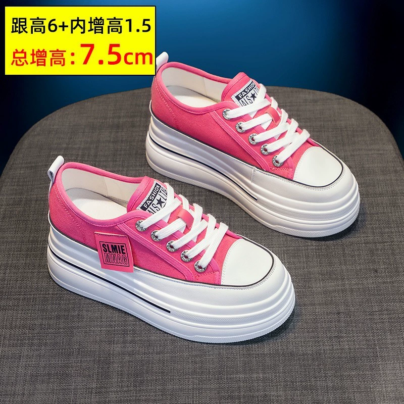 白枕鹤 Fuchsia cloth footwear, sports universal high sports shoes platform, trend of season