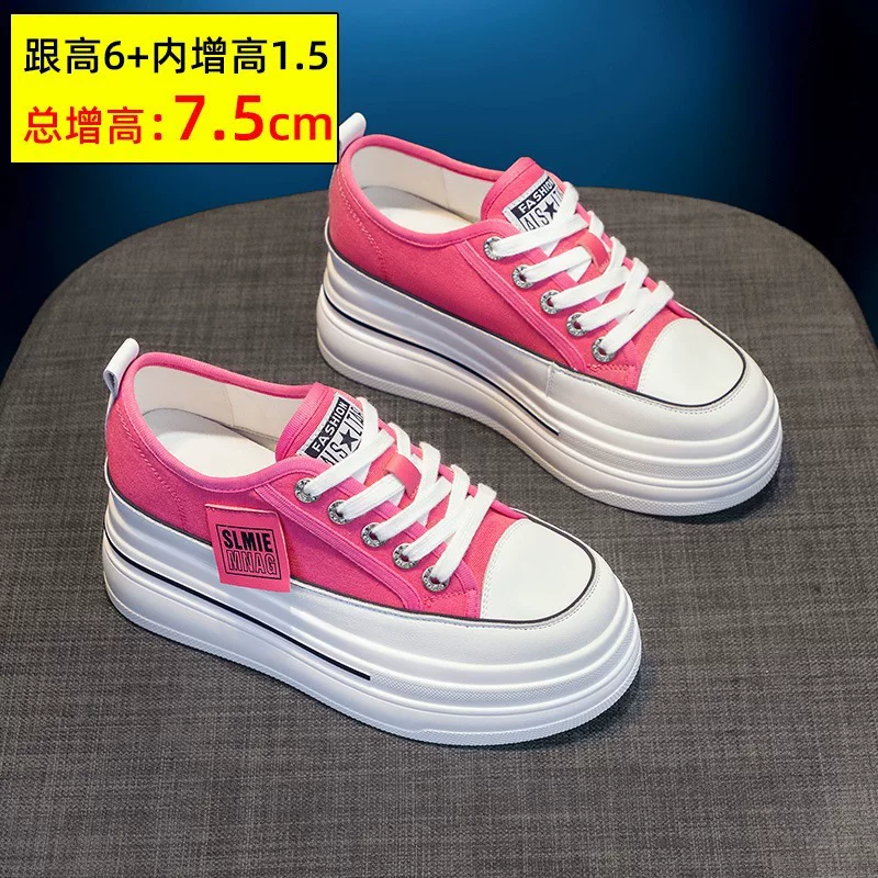 白枕鹤 Fuchsia cloth footwear, sports universal high sports shoes platform, trend of season