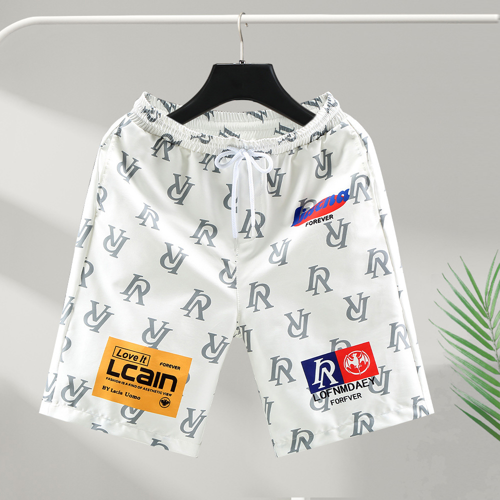 Issilke hurtigtørkende shorts, menns femkantede trendy merke uformell internettkjendis strand sosial ånd ung mann halv_voghion.com