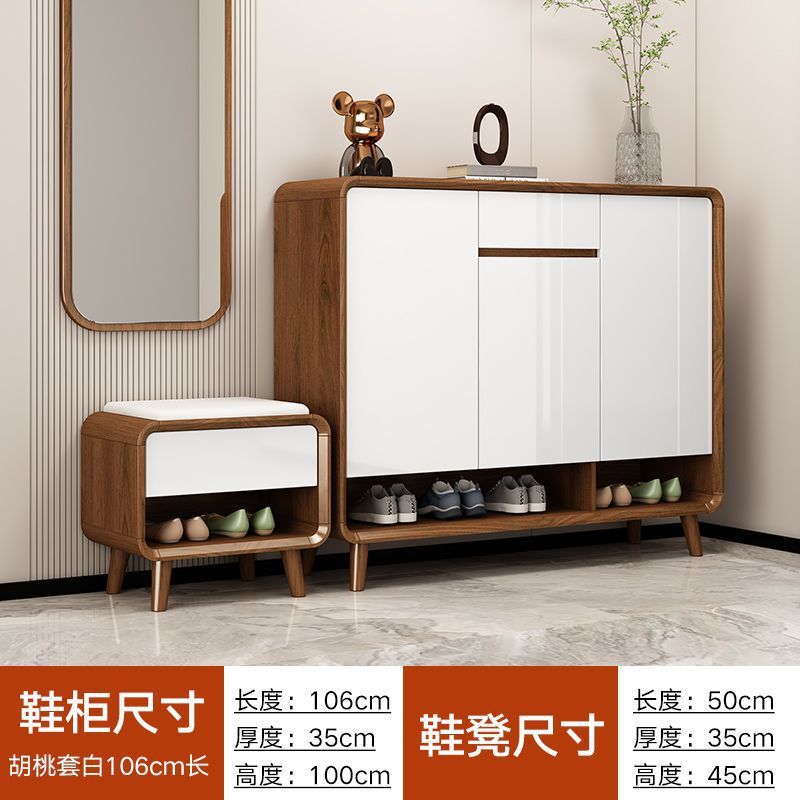 新しい中国風の無垢材の靴キャビネット、家の玄関の玄関収納キャビネット、大容量の多層壁収納キャビネット|undefined