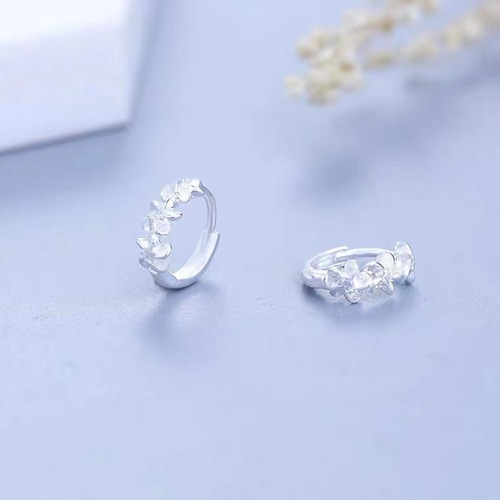 s925 sterling silver flower earrings for women Korean simple camellia zircon earrings bestie earrings earrings student earrings