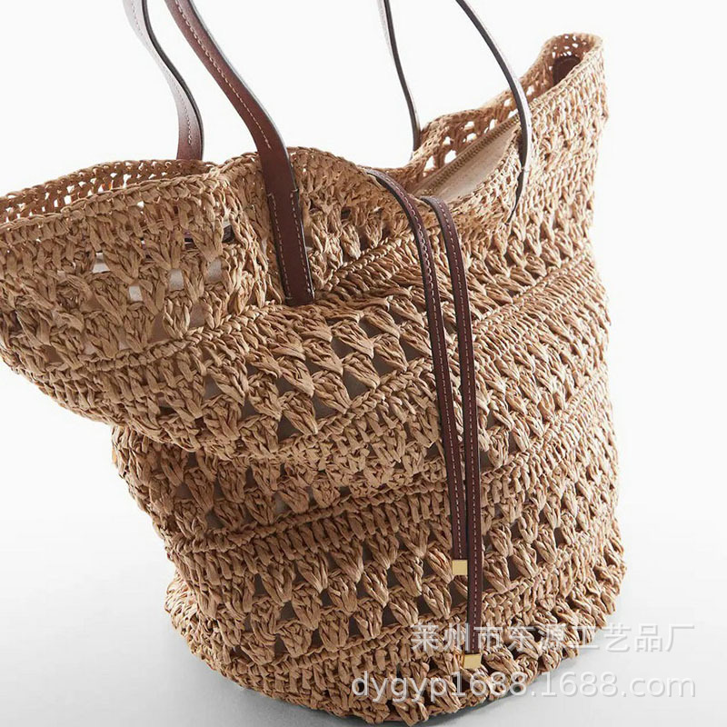 ,Versatile Large-capacity Single-shoulder Straw Bag,Casual Hollow Straw Bag,Woven Bag,Vacation Beach Bag