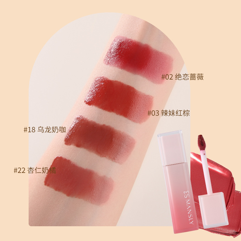 Manly gradiente tubo cuadrado pluma lápiz labial brillo de terciopelo mate niebla no es fácil de descolorar blanquear lápiz labial maquillaje al por mayor image 4